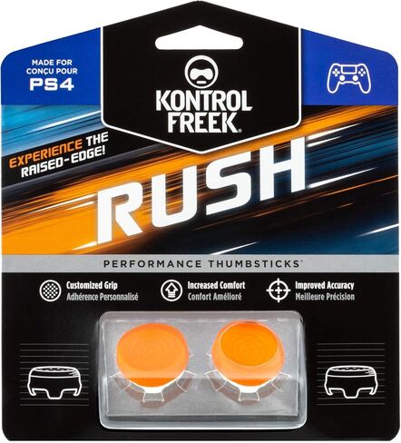 عصا التحكم KontrolFreek Rush Performance Thumbsticks لأجهزة بلاي ستيشن 4 (PS4) وبلاي ستيشن 5 (PS5) | عصا التحكم للأداء | 2 منتصف الارتفاع، مقعر | برتقالي/أبيض in Saudi Arabia