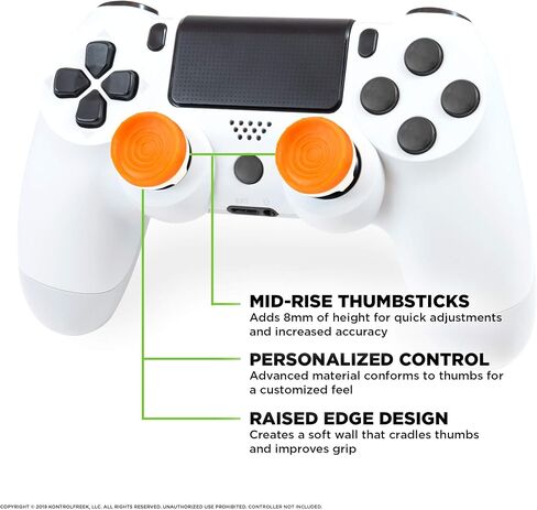 عصا التحكم KontrolFreek Rush Performance Thumbsticks لأجهزة بلاي ستيشن 4 (PS4) وبلاي ستيشن 5 (PS5) | عصا التحكم للأداء | 2 منتصف الارتفاع، مقعر | برتقالي/أبيض in Saudi Arabia