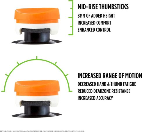 عصا التحكم KontrolFreek Rush Performance Thumbsticks لأجهزة بلاي ستيشن 4 (PS4) وبلاي ستيشن 5 (PS5) | عصا التحكم للأداء | 2 منتصف الارتفاع، مقعر | برتقالي/أبيض in Saudi Arabia