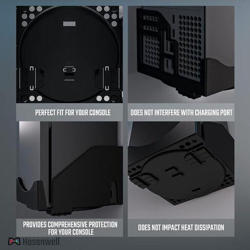 Hosanwell Xbox Series X حامل جداري، دعم معدني - 5 في 1 طقم تثبيت على الحائط Xbox Series X مع كابل شحن مغناطيسي ثنائي الاتجاه، حامل وحدة تحكم قابل للفصل وشماعة سماعة رأس، أسود in Saudi Arabia