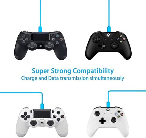 SCOVEE 6FT Long PS4 Controller Charging Cord for Xbox One,Slim/Elite/X Controller,Dual Shock 4,Playstation 4,Charge and Play Wire, Micro USB Fast Charger Data Sync Cable in Saudi Arabia
