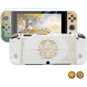 حافظة واقية مقاومة للصدمات من HYPERCASE لجهاز Nintendo Switch for Tears of the Kingdom، حافظة غطاء نحيفة قابلة للإرساء، غلاف متين مقاوم للخدش لجهاز Joycon، طقم جلد لحماية الشاشة، غطاءان للإبهام