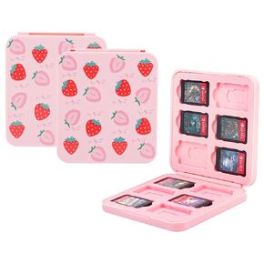 GLDRAM Slim Game Case for Nintendo Switch/OLED/Lite, Pink Anime Game Holder Case for 12 Switch Game Cards and 12 Micro SD Cards, Cute Switch Game Case Storage, Portable Game Accessories for Girls