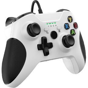 وحدة تحكم سلكية YCCSKY متوافقة مع Xbox Series X|S/Xbox One، وحدة تحكم ألعاب سلكية لجهاز Xbox One PC Windows 7/8/10، مع مقبس صوت Dual-V Turbo (سلكي، أبيض) in Kuwait