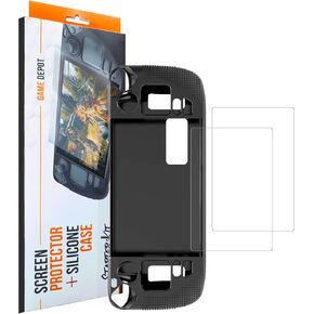 Game Depot Steam Deck Screen Protector and Case Bundle - 2x Glass Screen Protectors and Black Silicone Case for Full Protection, 9H Hardness Scratch Resistant, Ultra Thin and Easy to Install in Saudi Arabia