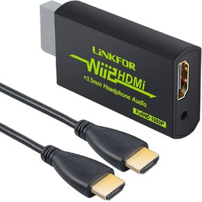 محول LiNKFOR Wii إلى HDMI مع كابل HDMI بطول 3 أقدام وي إلى محول HDMI يدعم مقبس صوت 3.5 مم وإخراج فيديو 1080P/720P وجميع أوضاع عرض Wii 720P NTSC wii إلى كابل hdmi للتلفزيون عالي الدقة in Kuwait