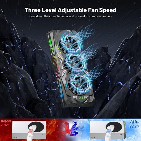 ZAONOOL Cooling Fan for Xbox Series S with 12 RGB Light Modes, Fan Cooling System Accessories, Top Cooler Fan for Console with 3 Level Adjustable Fan Speed, Dual Purpose USB Port for Xbox Series S in Kuwait