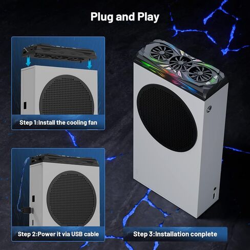 ZAONOOL Cooling Fan for Xbox Series S with 12 RGB Light Modes, Fan Cooling System Accessories, Top Cooler Fan for Console with 3 Level Adjustable Fan Speed, Dual Purpose USB Port for Xbox Series S in Kuwait