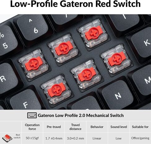 لوحة مفاتيح ميكانيكية لاسلكية Keychron K7 Pro QMK/VIA فائقة النحافة، لوحة مفاتيح سلكية ماكرو قابلة للبرمجة بنسبة 65% مع مفتاح Gateron أحمر منخفض المستوى وإضاءة خلفية LED بيضاء لنظام التشغيل Mac Windows Linux in Saudi Arabia