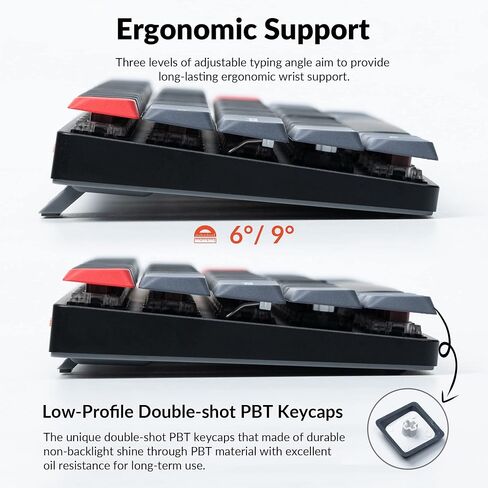 لوحة مفاتيح ميكانيكية لاسلكية Keychron K7 Pro QMK/VIA فائقة النحافة، لوحة مفاتيح سلكية ماكرو قابلة للبرمجة بنسبة 65% مع مفتاح Gateron أحمر منخفض المستوى وإضاءة خلفية LED بيضاء لنظام التشغيل Mac Windows Linux in Saudi Arabia