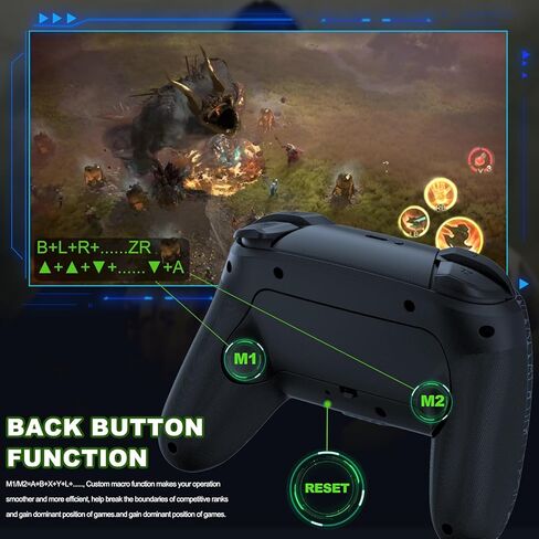 وحدة تحكم arVin Switch، وحدات تحكم لاسلكية للمحترفين للتبديل/Lite/OLED/PS4/PS3/PC/iOS/Android عصا تحكم عن بعد مع 9 ألوان RGB Light/6 محاور جيروسكوبية/اهتزاز/Turbo/مفتاح خلفي، تشغيل ألعاب Xbox Cloud /PS اللعب عن بعد/Steam Link in Kuwait