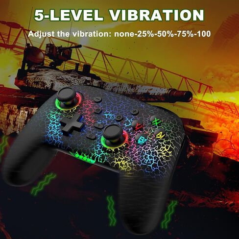 وحدة تحكم arVin Switch، وحدات تحكم لاسلكية للمحترفين للتبديل/Lite/OLED/PS4/PS3/PC/iOS/Android عصا تحكم عن بعد مع 9 ألوان RGB Light/6 محاور جيروسكوبية/اهتزاز/Turbo/مفتاح خلفي، تشغيل ألعاب Xbox Cloud /PS اللعب عن بعد/Steam Link in Kuwait