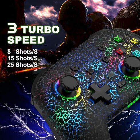 وحدة تحكم arVin Switch، وحدات تحكم لاسلكية للمحترفين للتبديل/Lite/OLED/PS4/PS3/PC/iOS/Android عصا تحكم عن بعد مع 9 ألوان RGB Light/6 محاور جيروسكوبية/اهتزاز/Turbo/مفتاح خلفي، تشغيل ألعاب Xbox Cloud /PS اللعب عن بعد/Steam Link in Kuwait