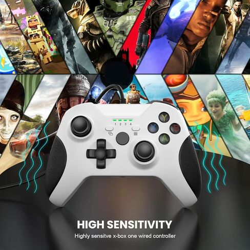 وحدة تحكم سلكية YCCSKY متوافقة مع Xbox Series X|S/Xbox One، وحدة تحكم ألعاب سلكية لجهاز Xbox One PC Windows 7/8/10، مع مقبس صوت Dual-V Turbo (سلكي، أبيض) in Kuwait