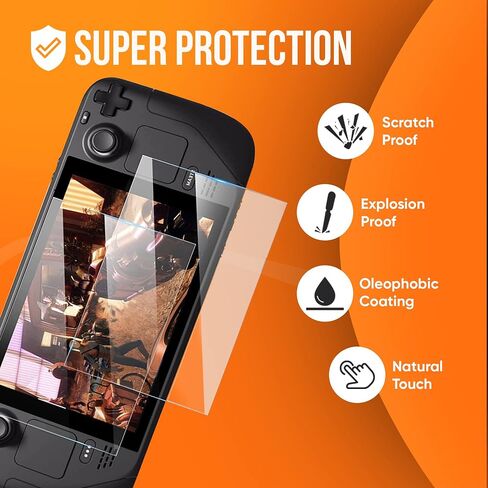 مجموعة حافظة وواقي شاشة Steam Depot من Game Depot - واقيات شاشة زجاجية 2x وحافظة سيليكون سوداء للحماية الكاملة، مقاومة للخدش بصلابة 9H، رفيعة للغاية وسهلة التركيب in Saudi Arabia