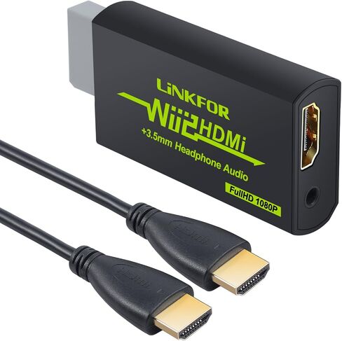 محول LiNKFOR Wii إلى HDMI مع كابل HDMI بطول 3 أقدام وي إلى محول HDMI يدعم مقبس صوت 3.5 مم وإخراج فيديو 1080P/720P وجميع أوضاع عرض Wii 720P NTSC wii إلى كابل hdmi للتلفزيون عالي الدقة in Saudi Arabia