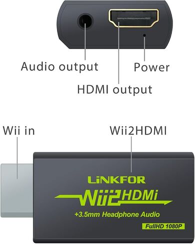 محول LiNKFOR Wii إلى HDMI مع كابل HDMI بطول 3 أقدام وي إلى محول HDMI يدعم مقبس صوت 3.5 مم وإخراج فيديو 1080P/720P وجميع أوضاع عرض Wii 720P NTSC wii إلى كابل hdmi للتلفزيون عالي الدقة in Saudi Arabia