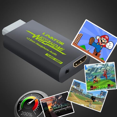 محول LiNKFOR Wii إلى HDMI مع كابل HDMI بطول 3 أقدام وي إلى محول HDMI يدعم مقبس صوت 3.5 مم وإخراج فيديو 1080P/720P وجميع أوضاع عرض Wii 720P NTSC wii إلى كابل hdmi للتلفزيون عالي الدقة in Saudi Arabia