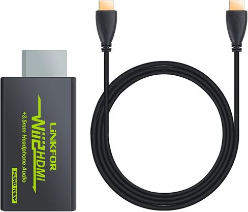 محول LiNKFOR Wii إلى HDMI مع كابل HDMI بطول 3 أقدام وي إلى محول HDMI يدعم مقبس صوت 3.5 مم وإخراج فيديو 1080P/720P وجميع أوضاع عرض Wii 720P NTSC wii إلى كابل hdmi للتلفزيون عالي الدقة in Saudi Arabia