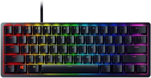 لوحة مفاتيح الألعاب Razer Huntsman Mini 60%: أسرع مفاتيح تبديل للوحة المفاتيح على الإطلاق - مفاتيح بصرية خطية - إضاءة Chroma RGB - أغطية مفاتيح PBT - ذاكرة داخلية - أسود كلاسيكي (متجدد) in Saudi Arabia