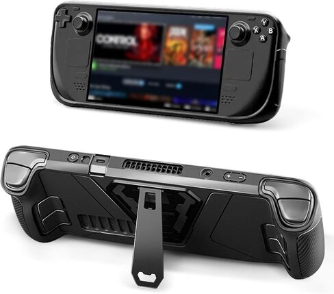 MOJOXR Metal Kickstand Protective Case for Steam Deck-Accurate Cutouts TPU Cover with Stable Stand, Great Case Accessories Fit for Official Carrying Case，Enhanced Comfort and Protection (Black) in Saudi Arabia