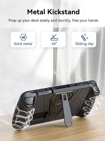 MOJOXR Metal Kickstand Protective Case for Steam Deck-Accurate Cutouts TPU Cover with Stable Stand, Great Case Accessories Fit for Official Carrying Case，Enhanced Comfort and Protection (Black) in Saudi Arabia