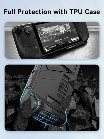 MOJOXR Metal Kickstand Protective Case for Steam Deck-Accurate Cutouts TPU Cover with Stable Stand, Great Case Accessories Fit for Official Carrying Case，Enhanced Comfort and Protection (Black) in Saudi Arabia