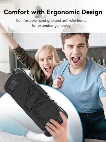 MOJOXR Metal Kickstand Protective Case for Steam Deck-Accurate Cutouts TPU Cover with Stable Stand, Great Case Accessories Fit for Official Carrying Case，Enhanced Comfort and Protection (Black) in Saudi Arabia