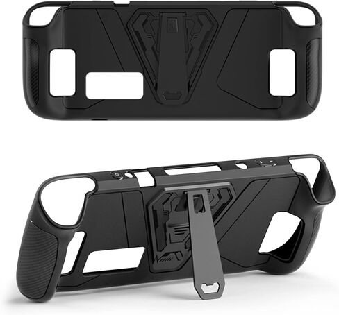 MOJOXR Metal Kickstand Protective Case for Steam Deck-Accurate Cutouts TPU Cover with Stable Stand, Great Case Accessories Fit for Official Carrying Case，Enhanced Comfort and Protection (Black) in Saudi Arabia