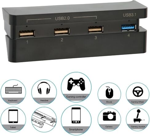 موزع بـ4 منافذ لجهاز بلاي ستيشن 4، موزع USB عالي السرعة USB 3.1 2.0 شاحن وصلة USB للتوصيل والتشغيل لوحدة تحكم الالعاب بلاي ستيشن 4 سليم in Saudi Arabia
