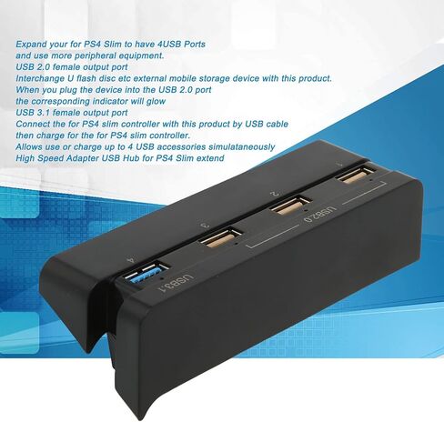 موزع بـ4 منافذ لجهاز بلاي ستيشن 4، موزع USB عالي السرعة USB 3.1 2.0 شاحن وصلة USB للتوصيل والتشغيل لوحدة تحكم الالعاب بلاي ستيشن 4 سليم in Saudi Arabia
