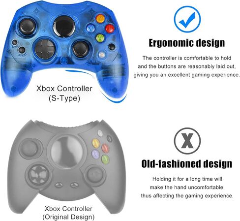 وحدة تحكم Yioone بديلة لوحدة تحكم Xbox S-Type/وحدة تحكم Xbox الأصلية، وحدة تحكم كلاسيكية متوافقة مع وحدة تحكم Xbox الأصلية (أسود وأزرق ياقوتي) in Saudi Arabia