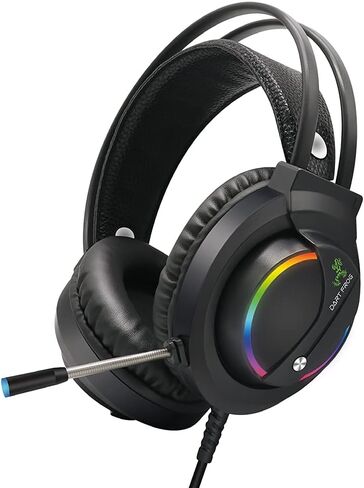 Dart Frog Gaming Headset with Microphone, Compatible with PS4 PS5 Xbox One PC Laptop, Over-Ear Headphones with - RGB Illuminated Gaming Headset Having Noise Canceling Mic – Black (RGB – LED Light) in Saudi Arabia