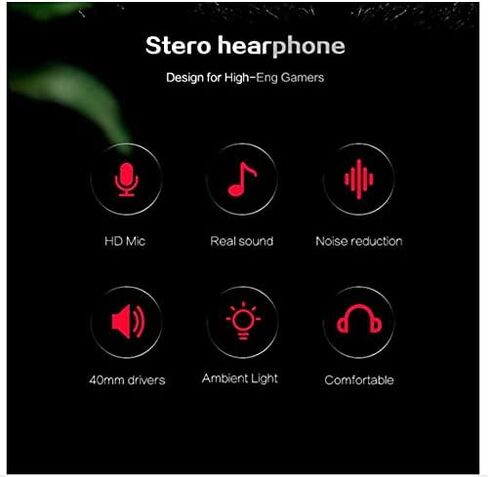 Dart Frog Gaming Headset with Microphone, Compatible with PS4 PS5 Xbox One PC Laptop, Over-Ear Headphones with - RGB Illuminated Gaming Headset Having Noise Canceling Mic – Black (RGB – LED Light) in Saudi Arabia