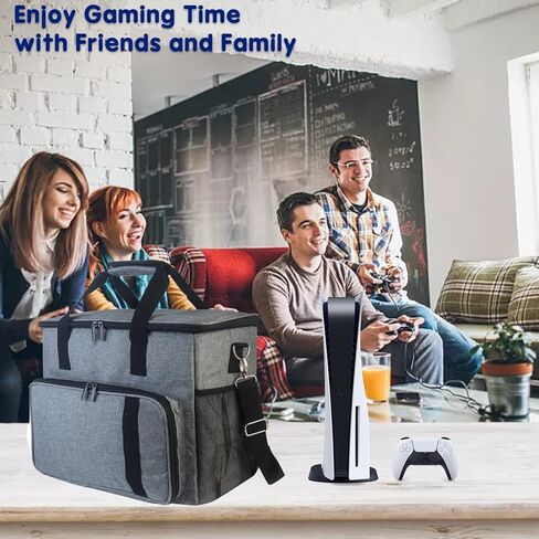حقيبة حمل Boczif متوافقة مع أجهزة PS5/PS4/PS4 Pro، حقيبة تخزين كبيرة السعة لجهاز Playstation 5 تحمل وحدة التحكم في الألعاب، وحدة التحكم، الكمبيوتر المحمول، الأقراص، سماعات الرأس، الشاحن، بطاقات الألعاب وملحقات الألعاب in Kuwait