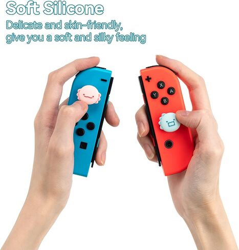 GeekShare Cute Silicone Joycon Thumb Grip Caps, Joystick Cover Compatible with Nintendo Switch/OLED/Switch Lite,4PCS - Dinosaur & Axolotl in Saudi Arabia