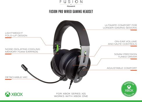 باور ايه سماعة راس سلكية للالعاب من فيوجن برو لاجهزة Xbox وسماعات الراس وXbox Series X وXbox One والدردشة وصوت الالعاب - Xbox Series X in Kuwait