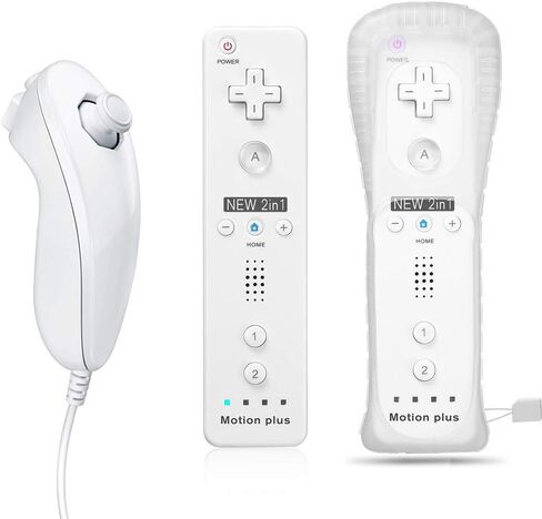QUMOX Remote Game Control, Built-in Motion Plus Remote and Nunchuk Controller with Silicon Case for Wii and Wii U (Blue) in Kuwait