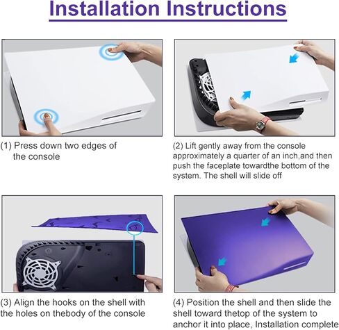 Unngeigei Plates Cover Compatible with PS5 Disc Edition, ABS Anti-Scratch Dustproof Cover Replacement Hard Shockproof Shell Plates for Playstation 5 Accessories, Side Plates for PS5 - Purple in Kuwait