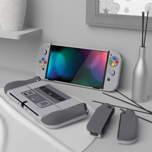 PlayVital AlterGrips Protective Slim Case for Nintendo Switch OLED, Ergonomic Grip Cover for Joycon, Dockable Hard Shell for Switch OLED w/Thumb Grip Caps & Button Caps in Saudi Arabia