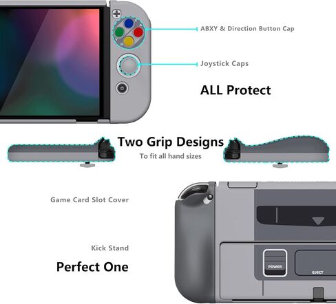 PlayVital AlterGrips Protective Slim Case for Nintendo Switch OLED, Ergonomic Grip Cover for Joycon, Dockable Hard Shell for Switch OLED w/Thumb Grip Caps & Button Caps in Saudi Arabia