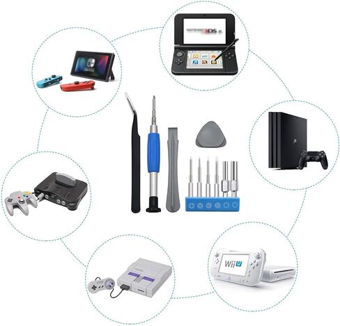 تومسين مجموعة مفكات براغي T8/T6 لوحدة تحكم Xbox One/نينتندو سويتش جوي كون/PS4/DS/DS لايت/Wii/GBA، مفك براغي ثلاثي الجناح وفيليبس مجموعة ادوات اصلاح الفتح in Kuwait