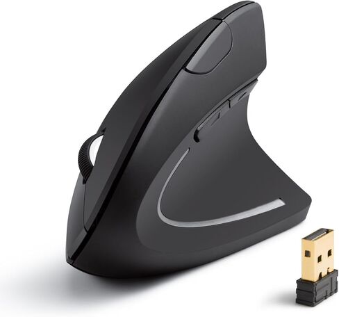 Anker 2.4G ماوس ضوئي لاسلكي عمودي مريح، 800/1200 /1600 نقطة في البوصة، 5 أزرار للكمبيوتر المحمول، سطح المكتب، الكمبيوتر الشخصي، ماك بوك - أسود (متجدد) in Kuwait