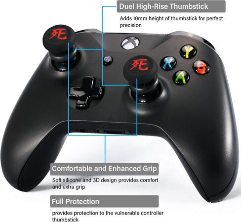 Playrealm FPS Thumbstick Extender & Printing Rubber Silicone Grip Cover 2 Sets for Xbox Series X/S & Xbox One Controller(Danger of KANJI) in Saudi Arabia