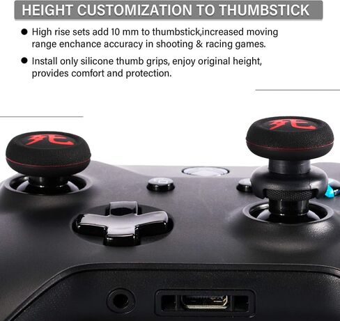 Playrealm FPS Thumbstick Extender & Printing Rubber Silicone Grip Cover 2 Sets for Xbox Series X/S & Xbox One Controller(Danger of KANJI) in Saudi Arabia