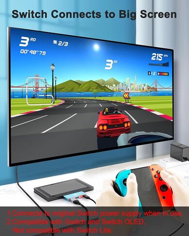 Switch Dock for Nintendo Switch OLED, Switch Docking Station for TV, USB C to HDMI Adapter for Steam Deck/MacBook/Laptop, Nintendo Switch Accessories, Switch TV Dock Set, Portable Switch Travel Dock in Kuwait