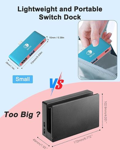 Switch Dock for Nintendo Switch OLED, Switch Docking Station for TV, USB C to HDMI Adapter for Steam Deck/MacBook/Laptop, Nintendo Switch Accessories, Switch TV Dock Set, Portable Switch Travel Dock in Kuwait
