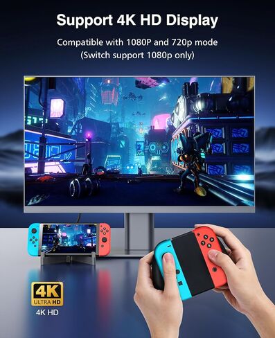 MoKo Switch Dock لجهاز نينتندو سويتش/سويتش OLED، محطة إرساء تبديل التلفزيون المحمولة مع منفذ شحن 4K HDMI/النوع C، قاعدة بديلة لقاعدة حامل التبديل الرسمية (2023 ترقية الإصدار المعدني) in Saudi Arabia