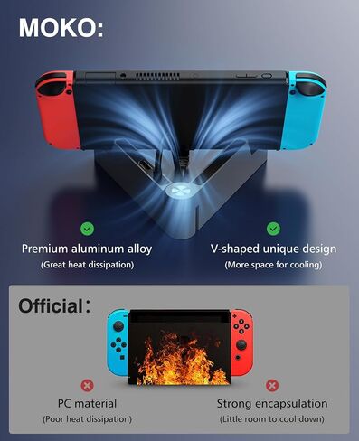 MoKo Switch Dock لجهاز نينتندو سويتش/سويتش OLED، محطة إرساء تبديل التلفزيون المحمولة مع منفذ شحن 4K HDMI/النوع C، قاعدة بديلة لقاعدة حامل التبديل الرسمية (2023 ترقية الإصدار المعدني) in Saudi Arabia