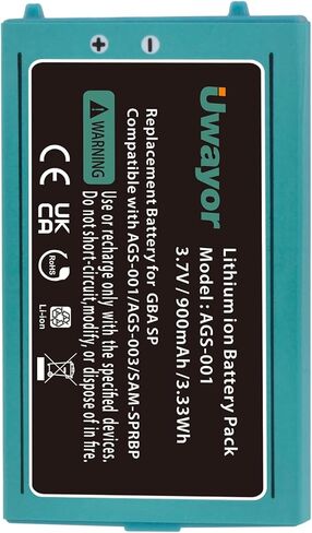 بطارية Uwayor GBA SP، بطارية بديلة بقدرة 900 مللي أمبير في الساعة لجهاز Nintendo Gameboy Advance SP مع مجموعة أدوات in Kuwait